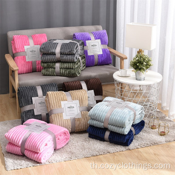 Home Stripe Flannel Fleece โยนผ้าห่มสวมใส่ได้